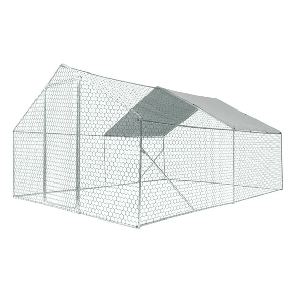 Maritcute Large Duck Coop and Rabbit House - Outdoor Metal Cage with Rain Cover for Yard (13'x10'x6')