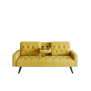 Maritcute Sofa Bed, Upholstered Couch, 72" Velvet Reversible Loveseat Daybed Guest Bed, With 2 Cup Holders, Armrest With Nail Head Trim, For Small Space