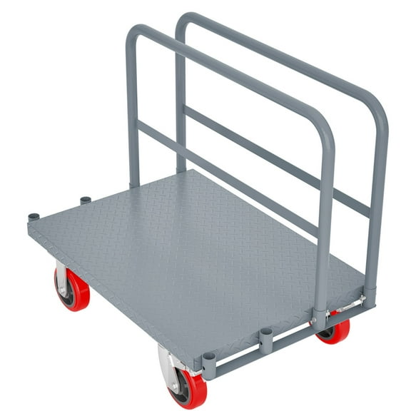 Maritcute Steel Panel Truck Cart, Heavy Duty Drywall Cart With 3 Side Handrails, Flatbed Cart With 2000 Lbs Capacity And 6" Swivel Brake Casters For Warehouses, Garages (35"x23"/36"x24")