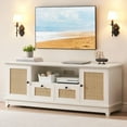 thumbnail image 1 of Maritcute TV Stand Rattan Entertainment Center for 65 Inch TV Modern TV Console Table White Low TV Stand with Storage, Doors and Shelves, TV Console Media Cabinet Furniture for Living, 1 of 9