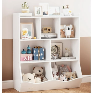 Maritcute Three-Tier Kids Bookshelf and Bookcase for Storage Books and Toys,Multi Shelf with Cubby Cabinet for Boys and Girls