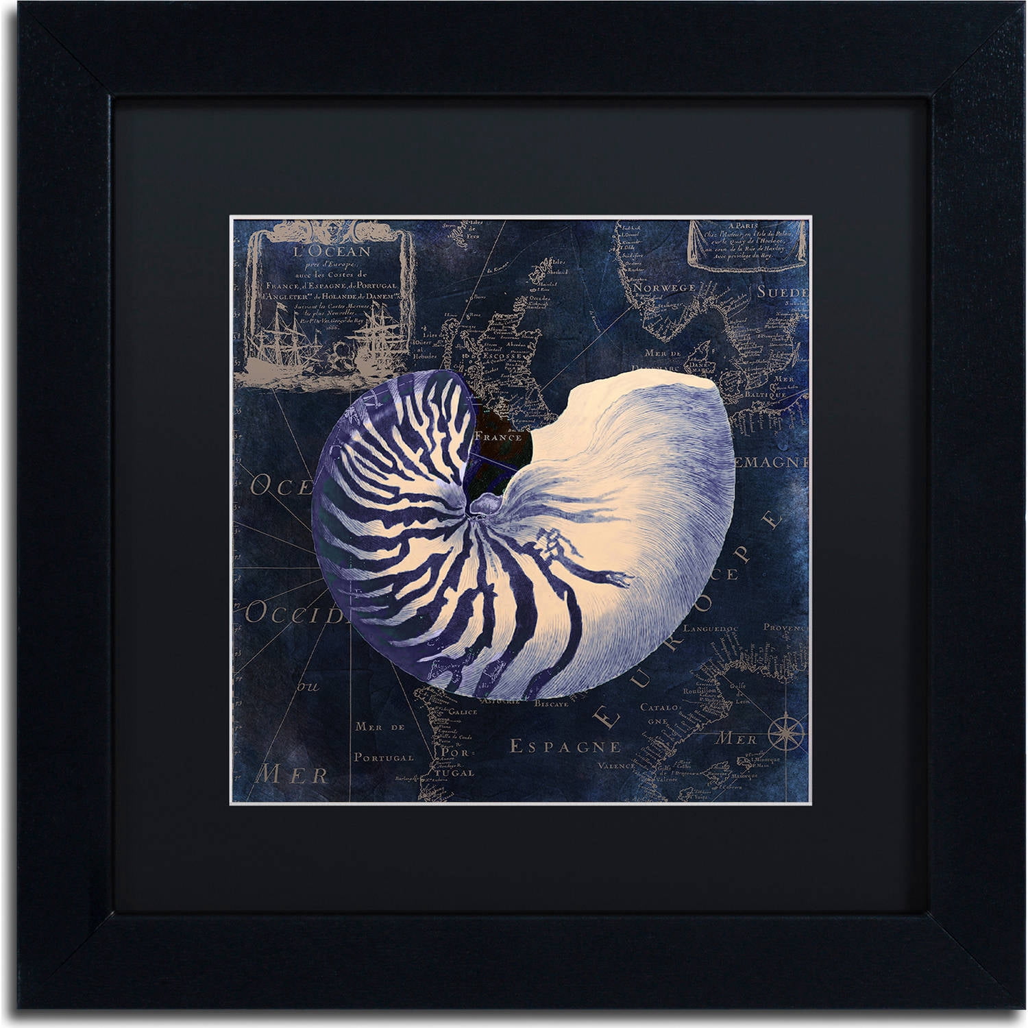 "Maritime Blues V" Canvas Art by Color Bakery, Black Matte, Black Frame