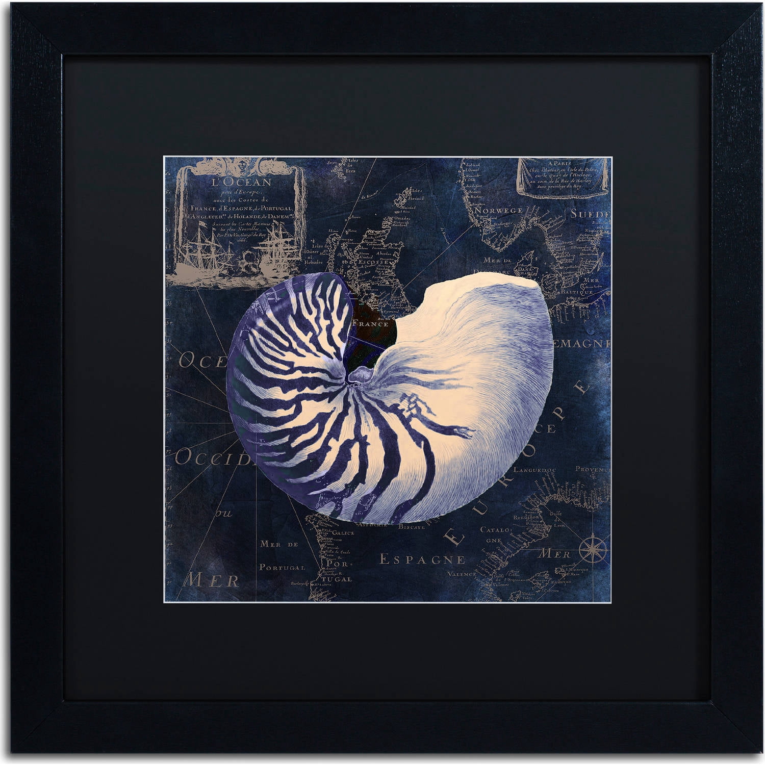 "Maritime Blues V" Canvas Art by Color Bakery, Black Matte, Black Frame