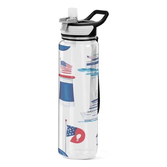 Maritime Elements Design 1000ml Tritan Sport Bottle Straw LeakProof Food-Grade Portable Wide Handle