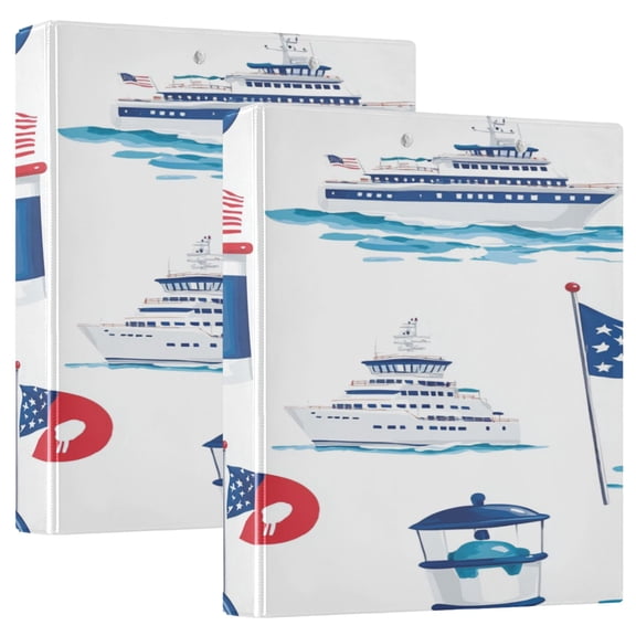 Maritime Elements Design 12.4x10.6in PVC Round Ring Binder, D-Ring 3-Hole, Metal Clip, 200 Sheets