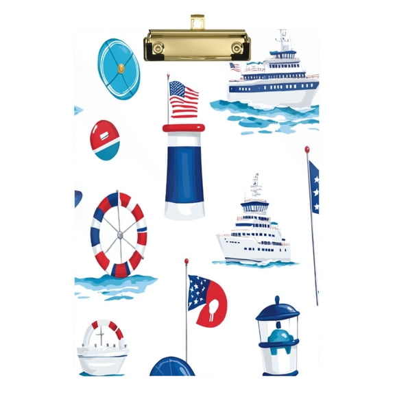 Maritime Elements Design 12.5x9in Clipboard, Durable Acrylic with Metal Clip and Wall Hook for Office or Classroom