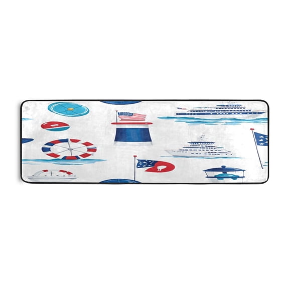 Maritime Elements Design 72x24" Runner Rug, Non-Slip Memory Foam Cushion, Anti-Crease for Hallways and Bedrooms