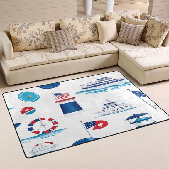Maritime Elements Design Soft Polyester Area Rug 31''x20'', Non Slip, Memory Foam, Water Absorbent