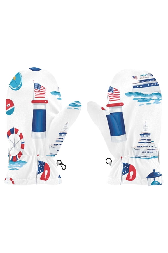 Maritime Elements Design Witch Cauldron Pattern Cold Weather Mittens Cozy Gloves with Adjustable Fit Perfect for Outdoor Fun