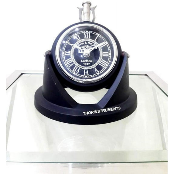 Maritime Nautical Table Clock Marine Kelvin Hughes London Vintage Watch Decorative