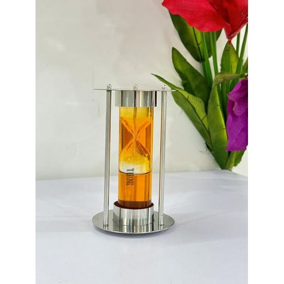 Maritime Orange Liquid Sand Timer Hour Glass Nautical Old Clock Home & Kitchen Unique Gifts Collection Sand Timer Home Decor 8"