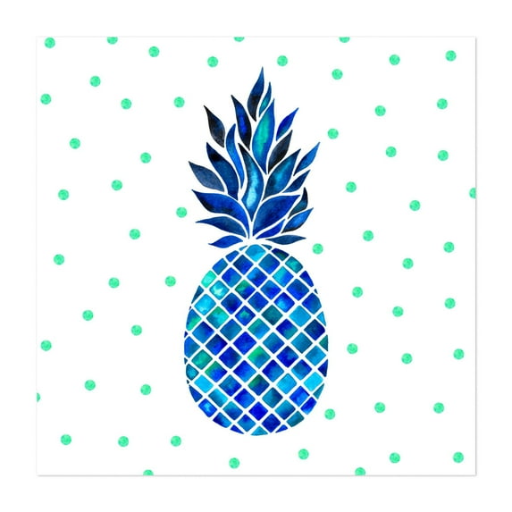 Maritime Pineapple - Painting Watercolor Tropical Fruit Pattern Geometric Pop Art Unframed Wall Art Print 32 x 32 inches