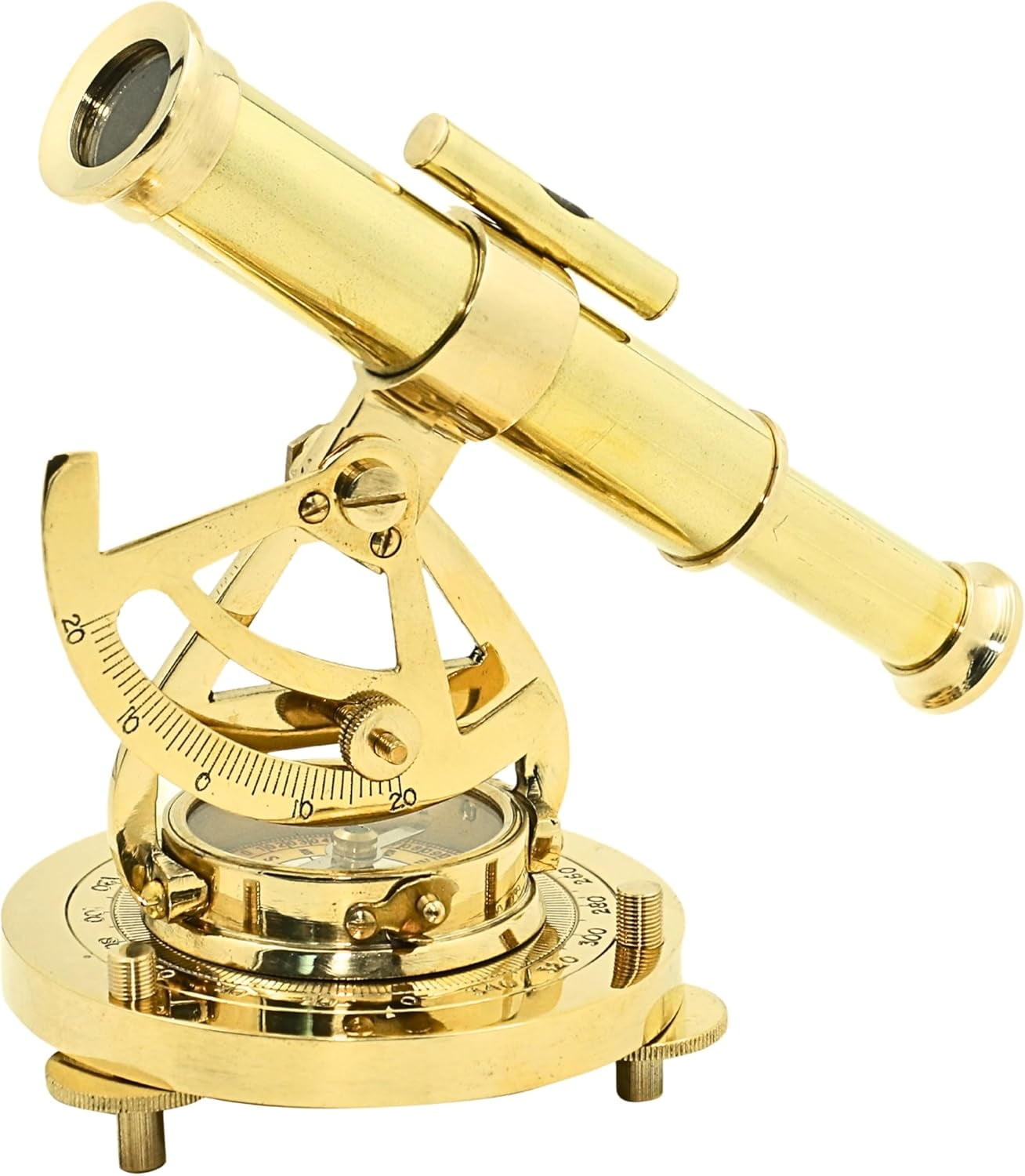 Maritime Poish Brass Alidade Compass & Telescope | Nautical Decorative Alidade Compass Rustic Vintage Home Decor Gifts