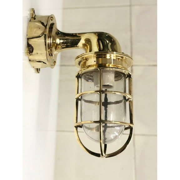 Maritime Retro Solid Brass Bulkhead Light  Antique Marine Fixture with Junction Box