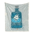 thumbnail image 1 of Maritime Soft Flannel Fleece Blanket, Creative Design Bottle with Ship and Text Ornament on Grunge Backdrop, Cozy Plush for Indoor and Outdoor Use, 70" x 90", Petrol Blue Pale Taupe, by Ambesonne, 1 of 5
