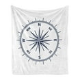 thumbnail image 1 of Maritime Soft Flannel Fleece Blanket, Monochromatic Design of Windrose Compass Adventure Simple Graphic Print, Cozy Plush for Indoor and Outdoor Use, 60" x 80", Navy Blue and White, by Ambesonne, 1 of 5