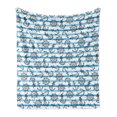 thumbnail image 1 of Maritime Soft Flannel Fleece Throw Blanket, Anchor Steering Wheel Graphic Charcoal Stripes Ropes Illustration, Cozy Plush for Indoor and Outdoor Use, 60" x 80", White and Deep Sky Blue, by Ambesonne, 1 of 6