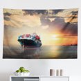 thumbnail image 1 of Maritime Tapestry, Minimal Colorful Sailboats Pattern of Line Art Waves Ocean Themed, Fabric Wall Hanging Decor for Bedroom Living Room Dorm, 2 Sizes, Dark Sky Blue Multicolor, by Ambesonne, 1 of 1