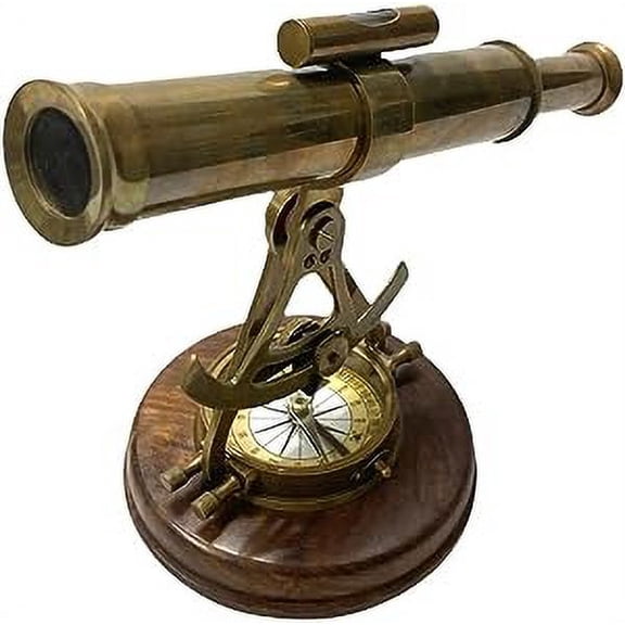 Maritime Treasures Antique Nautical Brass Telescope Alidade with Compass/Transit Surveying Instruments/Best for Gift