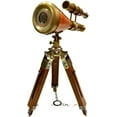 thumbnail image 1 of Maritime Treasures Antique Victorian Brass Leather Telescope Nautical Spyglass with Adjustable Wooden Tripod Stand, 1 of 3