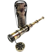 Maritime Treasures Brass 16 inches Antique Telescope/Spyglass Replica in Leather Box