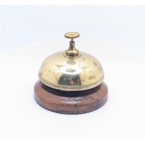 Maritime Treasures Brass Wood Bell Dinner Hotel Service Lobby Bedside Housewarming Gift Present Holiday Kitchen Service