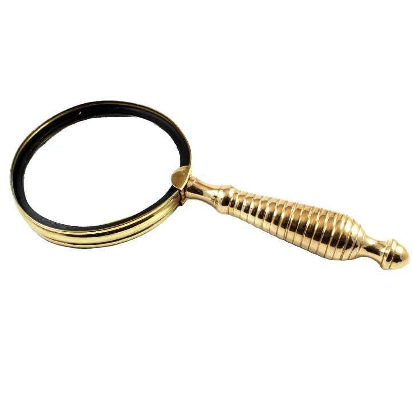 Maritime Treasures Classic Nautical Designer Gold Magnifying Glasses Handheld Decorative Brass Magnifier Glass Made of Metal and Alloy