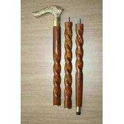 Maritime Treasures Handcrafted Wooden Walking Stick with Brass Handle | Adjustable Vintage Twist Cane for Men and Women | Decorative Collectible Gift