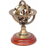 Maritime Treasures Handmade Brass Armillary Sphere Globe Clock Spherical Astrolabe Vintage Compass Handmade Nautical d cor for Office Desk & Home Decoration