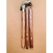 Maritime Treasures Handmade Wooden Walking Stick with Brass Crow Handle | Vintage Style Decorative Collectible Cane
