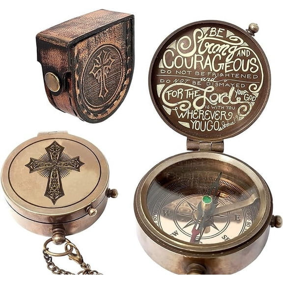 Maritime Treasures Instruments Brass Compass Engraved Gift for Son, Grandson, Daughter, Baptism, Confirmation Communion Godson Church Graduation Day Juasha1-9B
