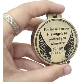 Maritime Treasures Instruments Brass Compass Engraved Gift for Son, Grandson, Daughter, Baptism, Confirmation Communion Godson Church Graduation Day Psalm91:11