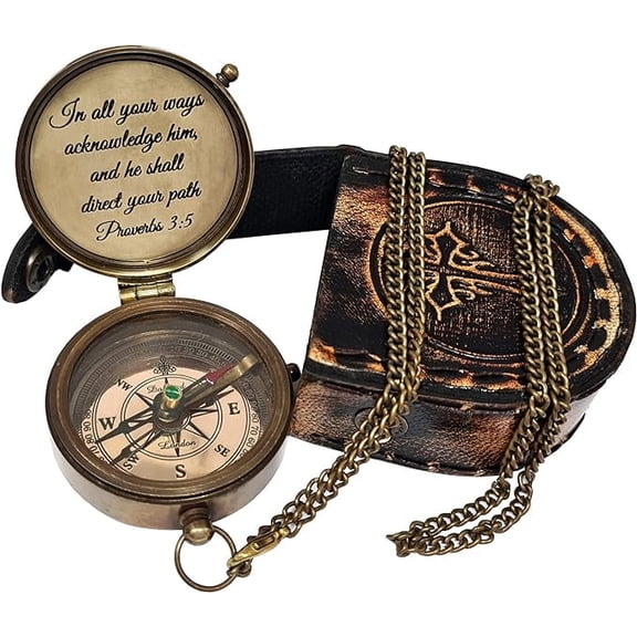 Maritime Treasures Instruments Brass Compass Engraved Gift for Son, Grandson, Daughter, Baptism, Confirmation Communion Godson Church Graduation Day