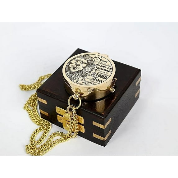 Maritime Treasures Instruments Brass Compass Engraved with Religious Scripture Verse, Gift for Son, Grandson, Daughter, Baptism, Confirmation Communion Godson Church Graduation Day