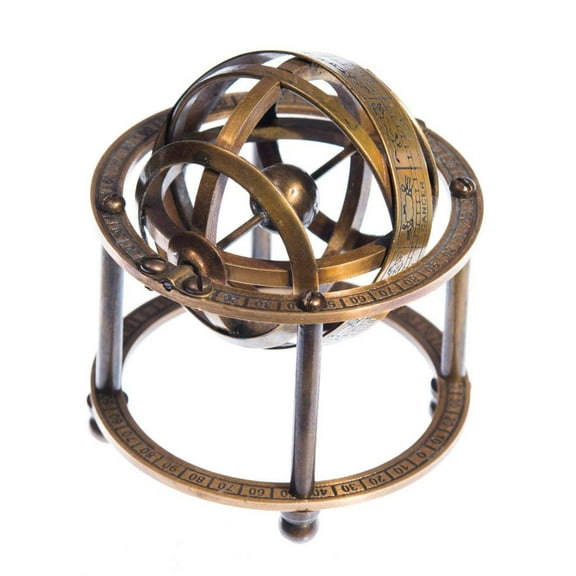 Maritime Treasures Nautical Brass Armillary Celestial Globe with Zodiac Engravings Astronomical Sphere with Cosmic Rings | Vintage Astronomy Home decor