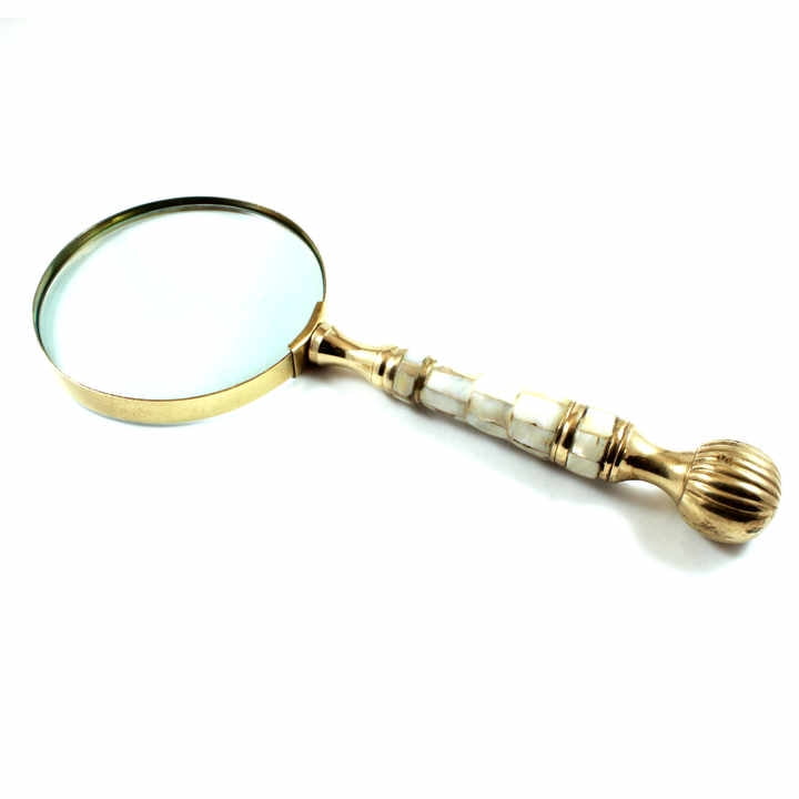 Maritime Treasures Nautical Brass Handheld Magnifier 4-Inch Magnifying Glass Lens Beautiful Brass Handle Grip Occasions Mother's Day Thanksgiving