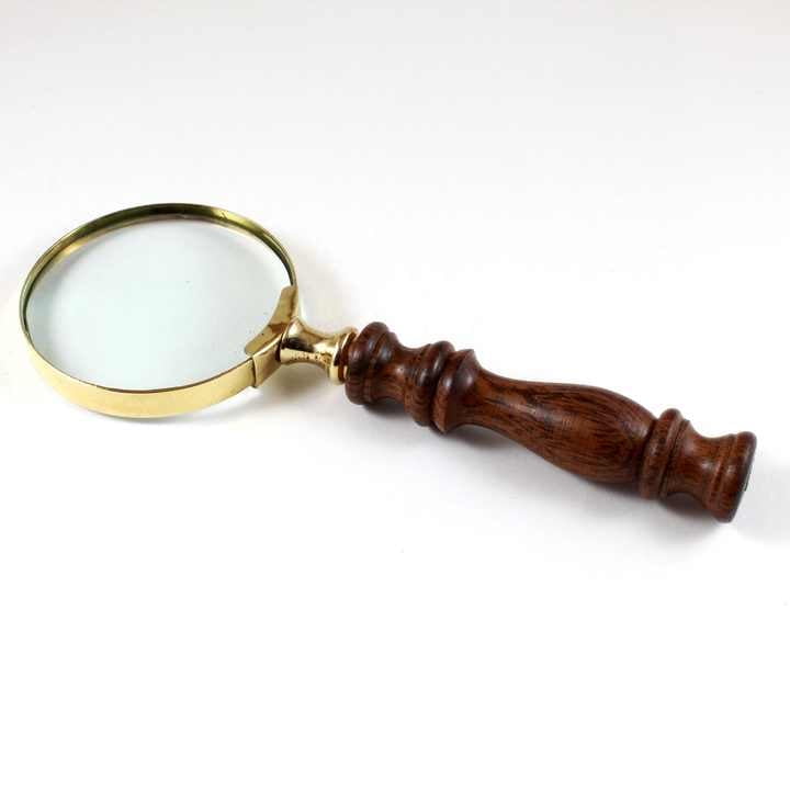 Maritime Treasures Nautical-Themed 2-Inch Brass Magnifying Glass Lens with Wooden Handle for Gifts Christmas Graduation Easter Made Leather Metal