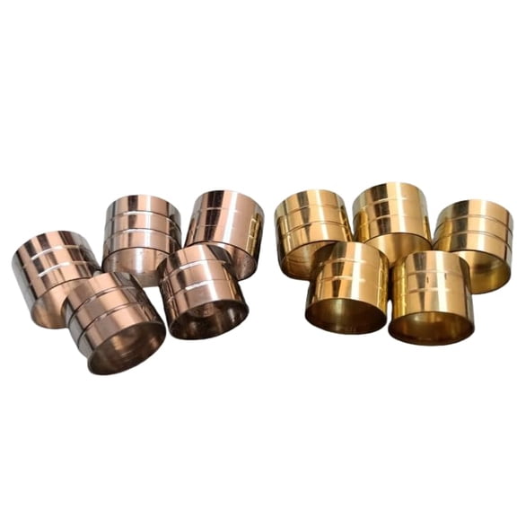 Maritime Treasures Set of 2 Packs Solid Brass Mixed Designer Collars (5 Collars Each, Total 10) for Wooden Walking Sticks and Canes Decorative Rings for DIY Cane Making & Repair Projects
