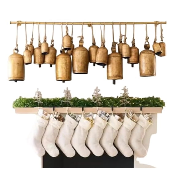 Maritime Treasures Set of 15 Giant Harmony Cow Bells Handmade Rustic Vintage Bells for Christmas, Farmhouse Decor, Crafts, and Gifts