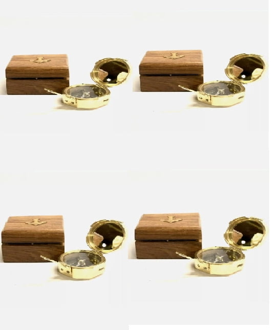 Maritime Treasures Set of 4 Brunton Compass - Brass 5.5 cm