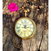 Maritime Treasures Victoria London 1915 Brass Pocket Watch   Royal Crown Design   Vintage Collectible Gift for Men