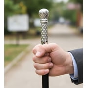 Maritime Treasures Vintage Silver Handle Walking Cane   Handcrafted Wooden Walking Stick for Men & Women