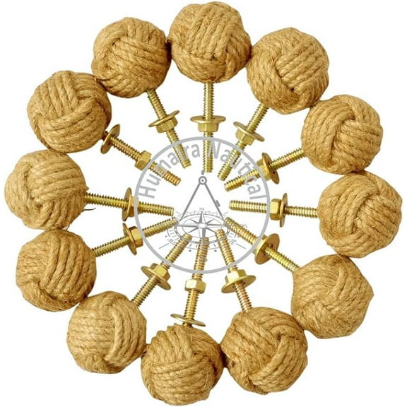 Maritime treasures 12 Knotty Door knobs - Nautical Drawer pulls - Jute Rope Drawer pulls 01