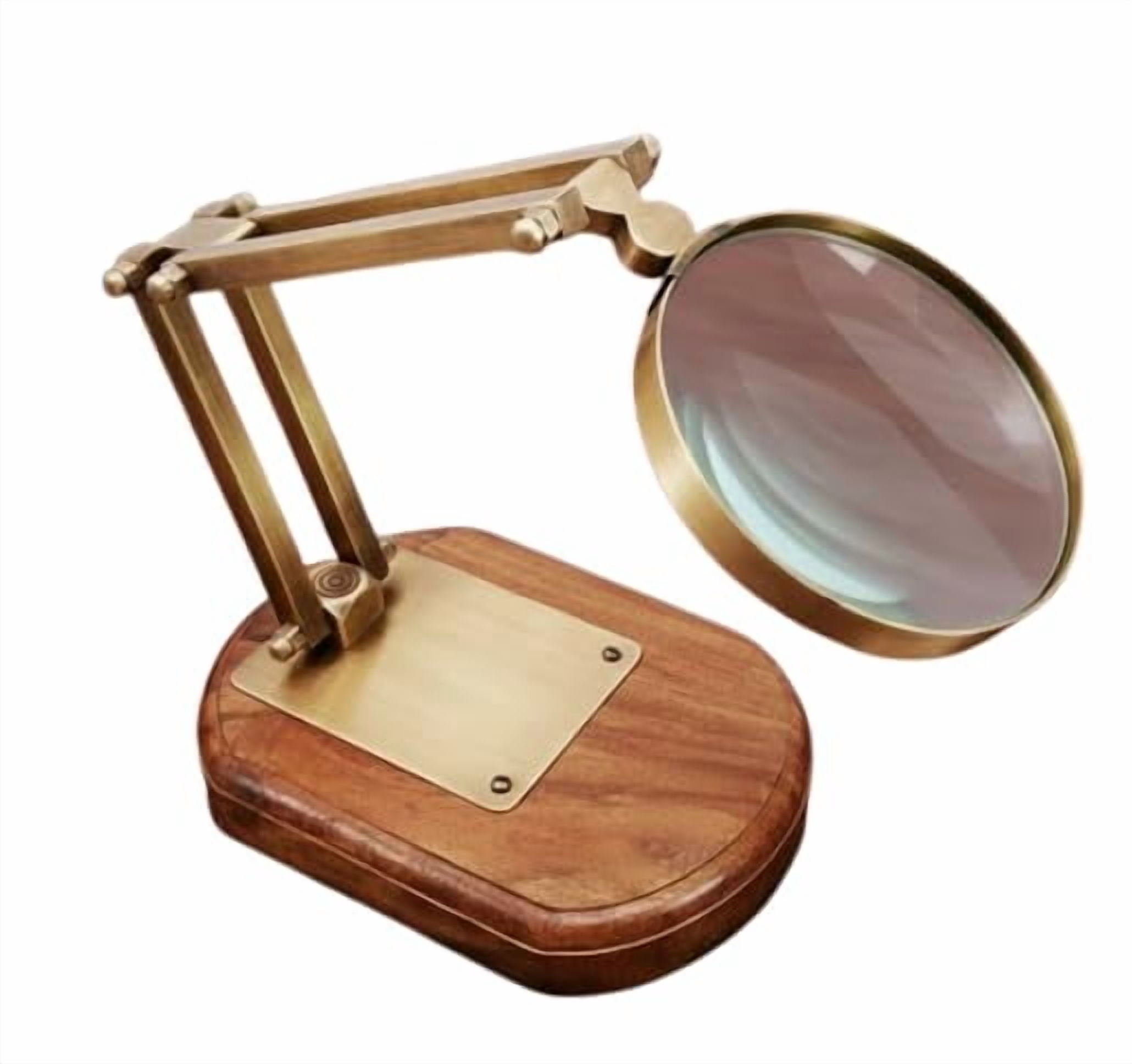 Maritime treasures Antique Brass Desk Magnifying Glass with Wooden Base