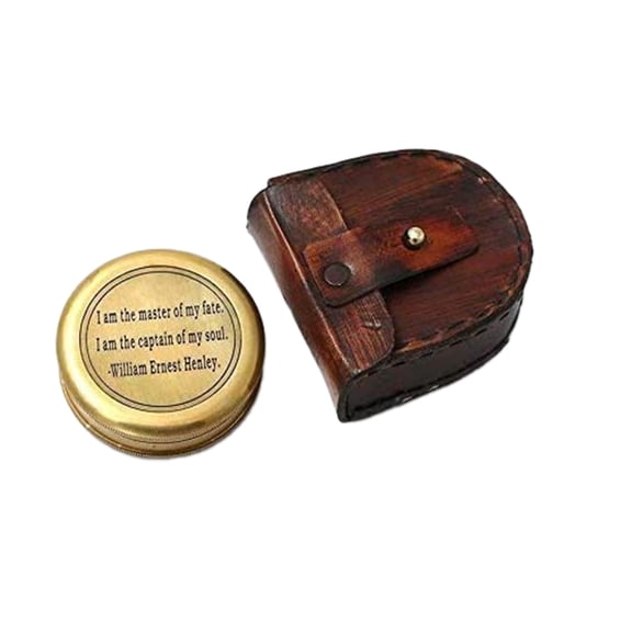 Maritime treasures Antique Nautical Engraved Brass Golden Compass with Leather Case Directional Navigational Pocket Compass Tool for Hiking Trekking Travelling & Camping by DOLLOND LONDONE1920