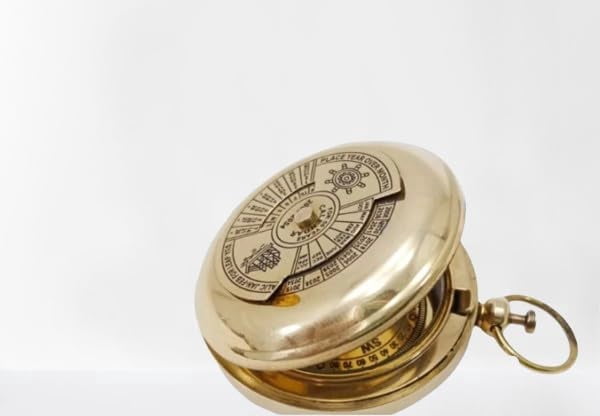 Maritime treasures Brass Calendar Push Button Personalized Pocket Compass Engravable Hiking Camping Compass Nautical Marine Gift