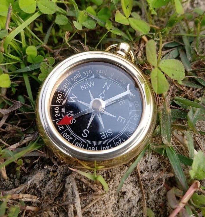 Maritime treasures Classic Brass Compass Pocket Size Marine Sailing Navigation Accessory