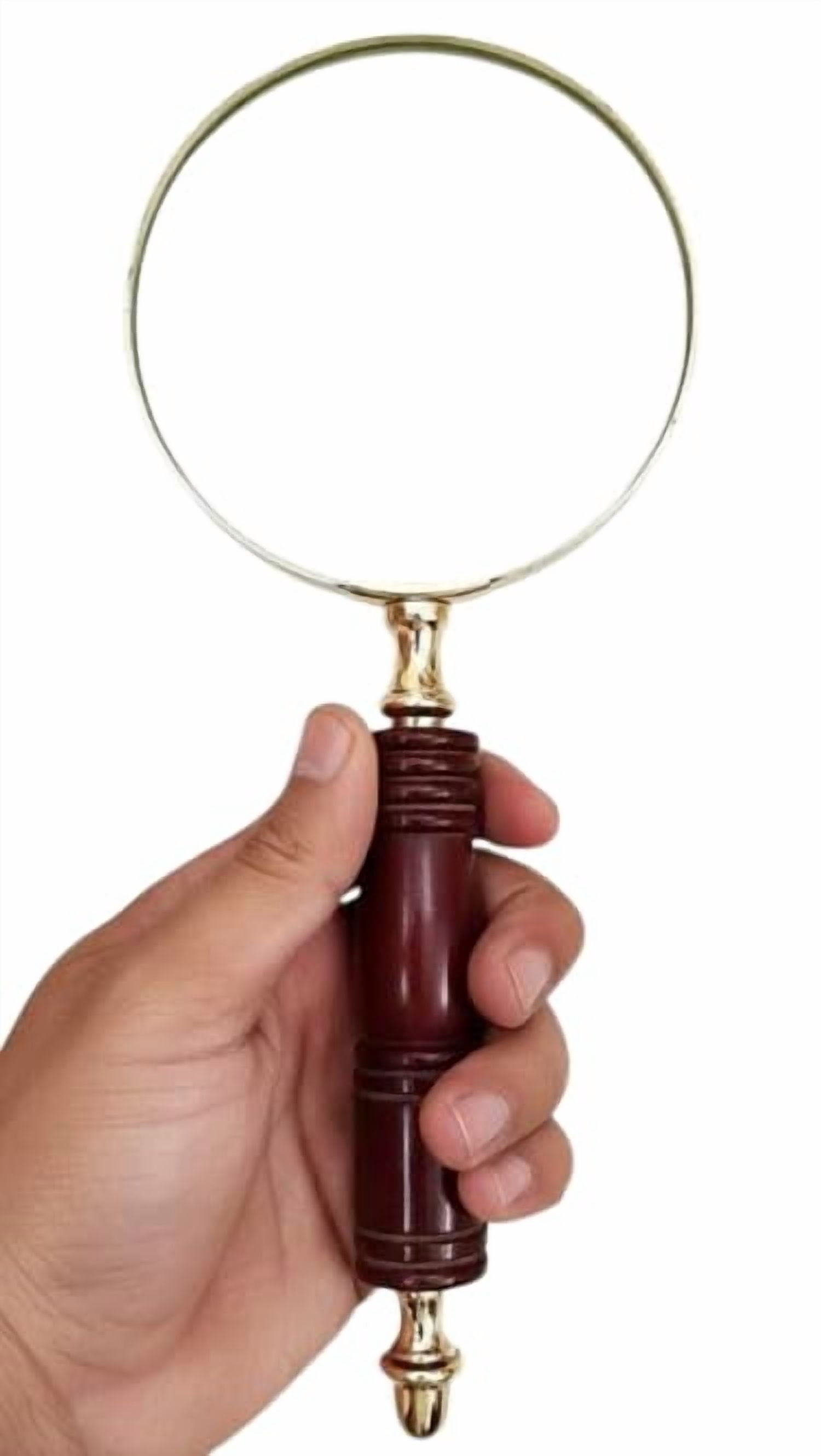 Maritime treasures Classic Brass & Wood Magnifier – Handheld Optical Reading Magnifier for Coins, Stamps & Fine Detail Work