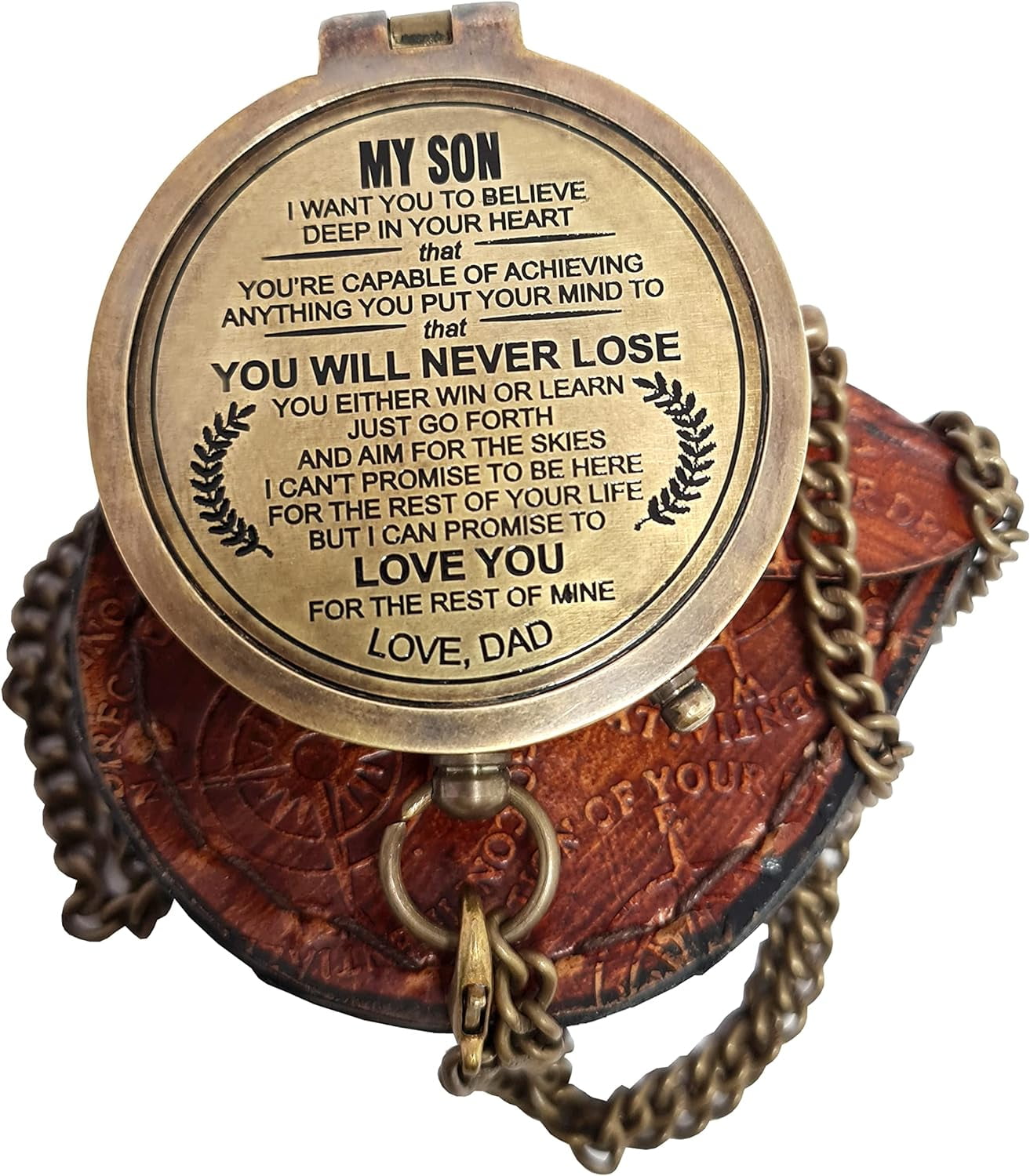 Maritime treasures Instruments Engraved Compass, Customized Brass Compass for Anniversary, Birthday, Graduation Day, Confirmation Gift, Valentine Gift, Parting Gift, Sailor Gift - Father - 3