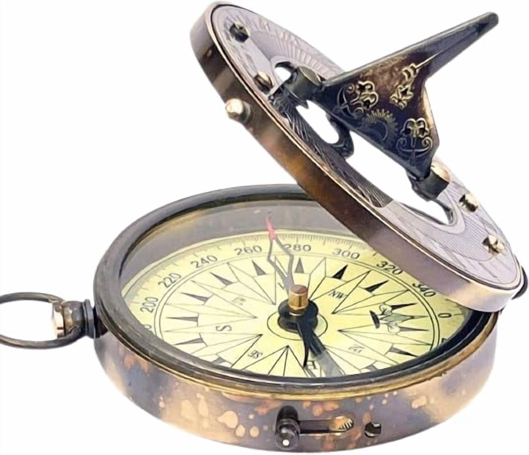 Maritime treasures Vintage Brass Compass Antique Style | Nautical Desk Decor & Maritime Collectible | Decorative Navigation Compass for Home Office, Library & Gift